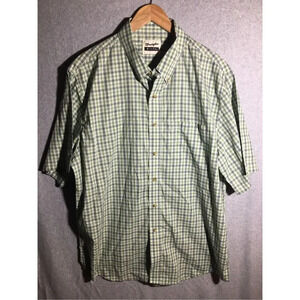 Mens Wrangler Riata Shirt Button Up Green Plaid Casual Summer Spring